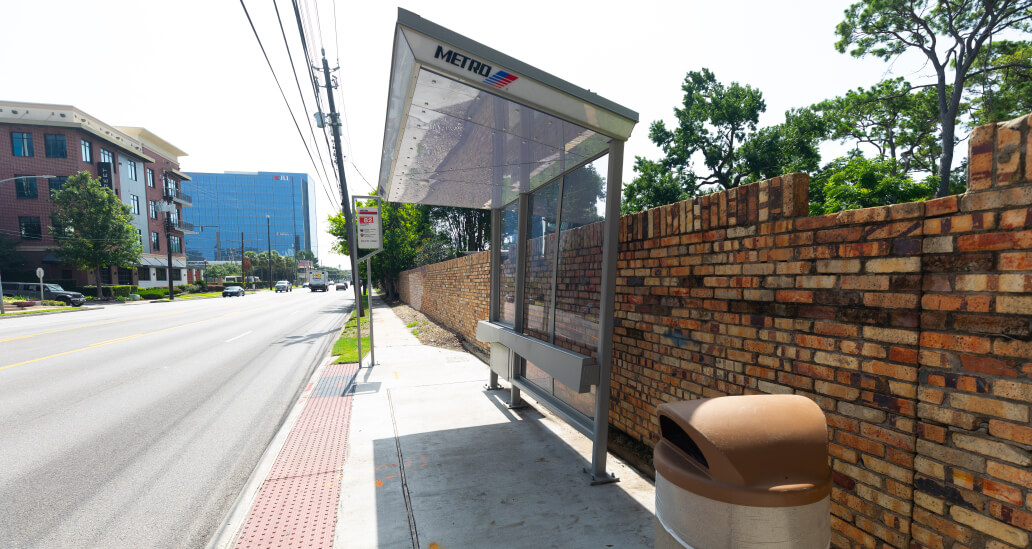 A METRO BOOST shelter installed on Westheimer Road near Kettering Street.